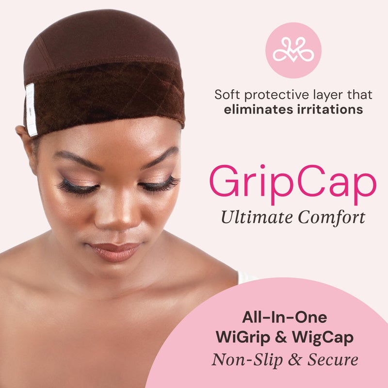 MILANO COLLECTION Wig Grip Caps for Women, Adjustable No Slip Wig Cap with Grip Band, Built-In Secure Elastic HeadBand for Lace Front Styles, Chocolate Brown, 2 Pack - Image 2